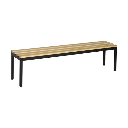 Changing room bench, single sided, beech wood slats, length 1500 mm.