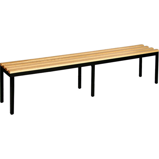 Changing room bench, single sided, beech wood slats, length 2000 mm.