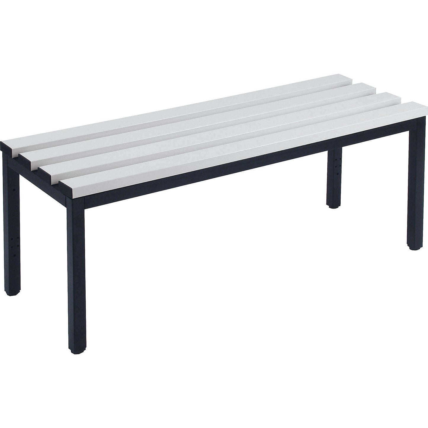 Changing room bench, single sided, PVC slats, light grey, length 1000 mm.