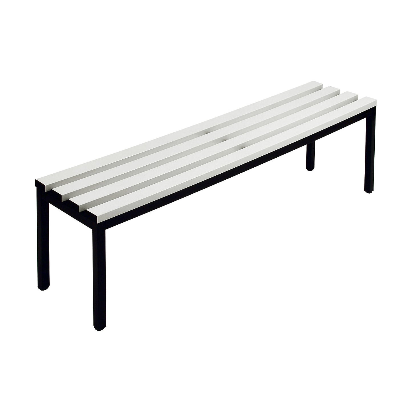Changing room bench, single sided, PVC slats, light grey, length 1500 mm.