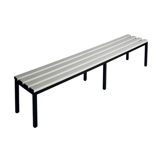 Changing room bench, single sided, PVC slats, light grey, length 2000 mm.