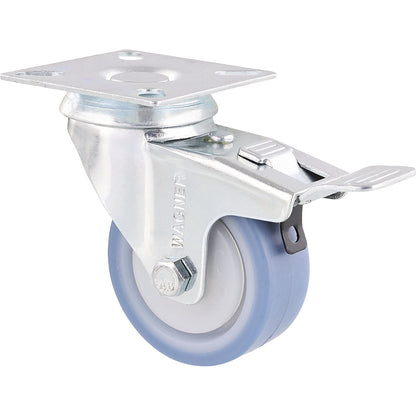 DELUXE light duty castors, wheel Ø 50 mm, pack of 4, swivel castor with wheel stop.