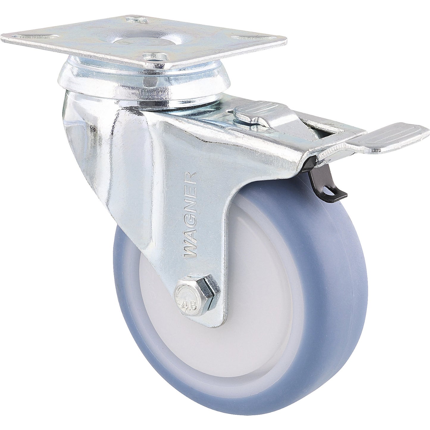 DELUXE light duty castors, wheel Ø 75 mm, pack of 4, swivel castor with wheel stop.