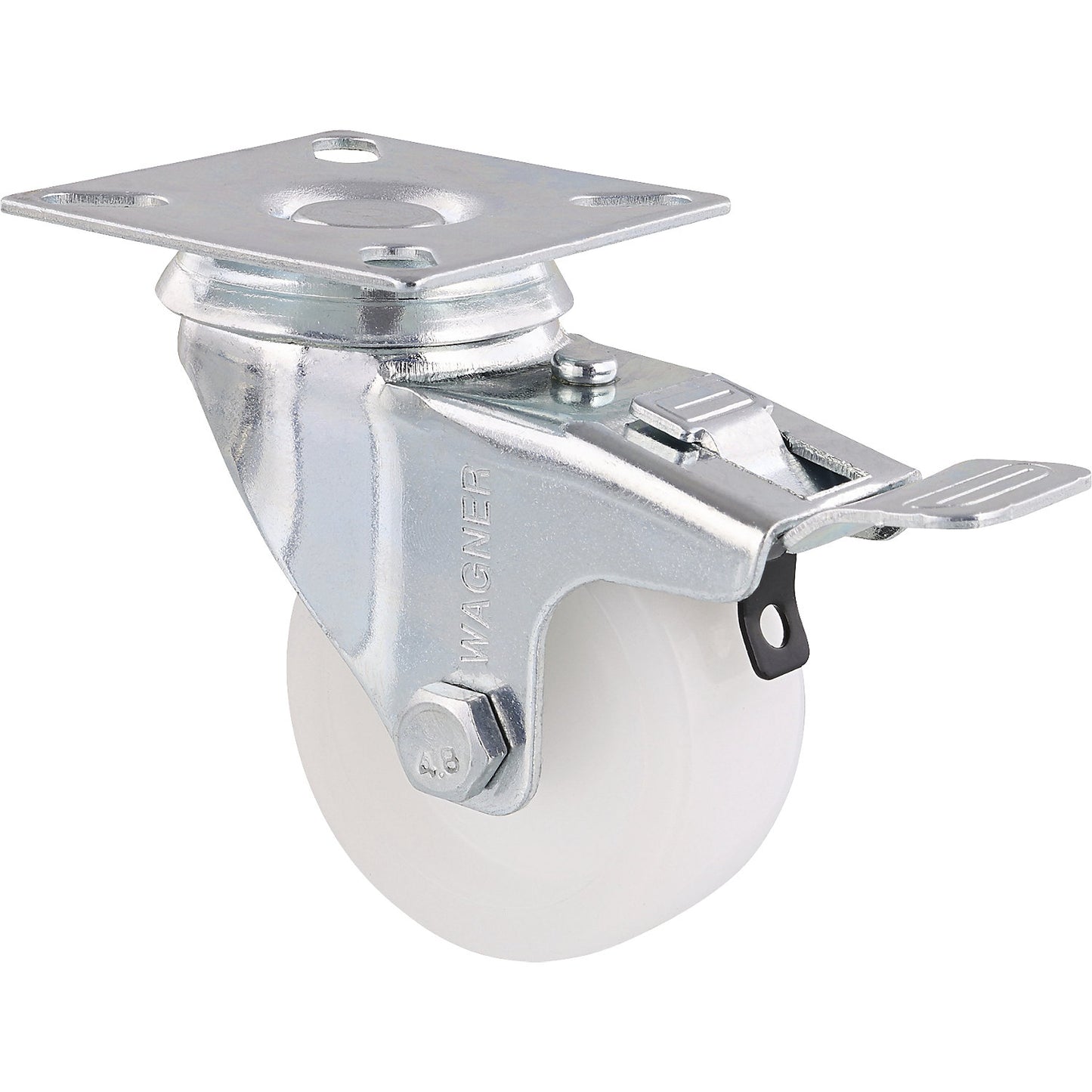 ECO light duty swivel castors, wheel Ø 50 mm, pack of 4, plastic, swivel castor with wheel stop.