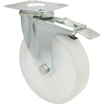Light duty swivel castors, plastic, wheel Ø 125 mm, pack of 4, swivel castor with wheel stop.