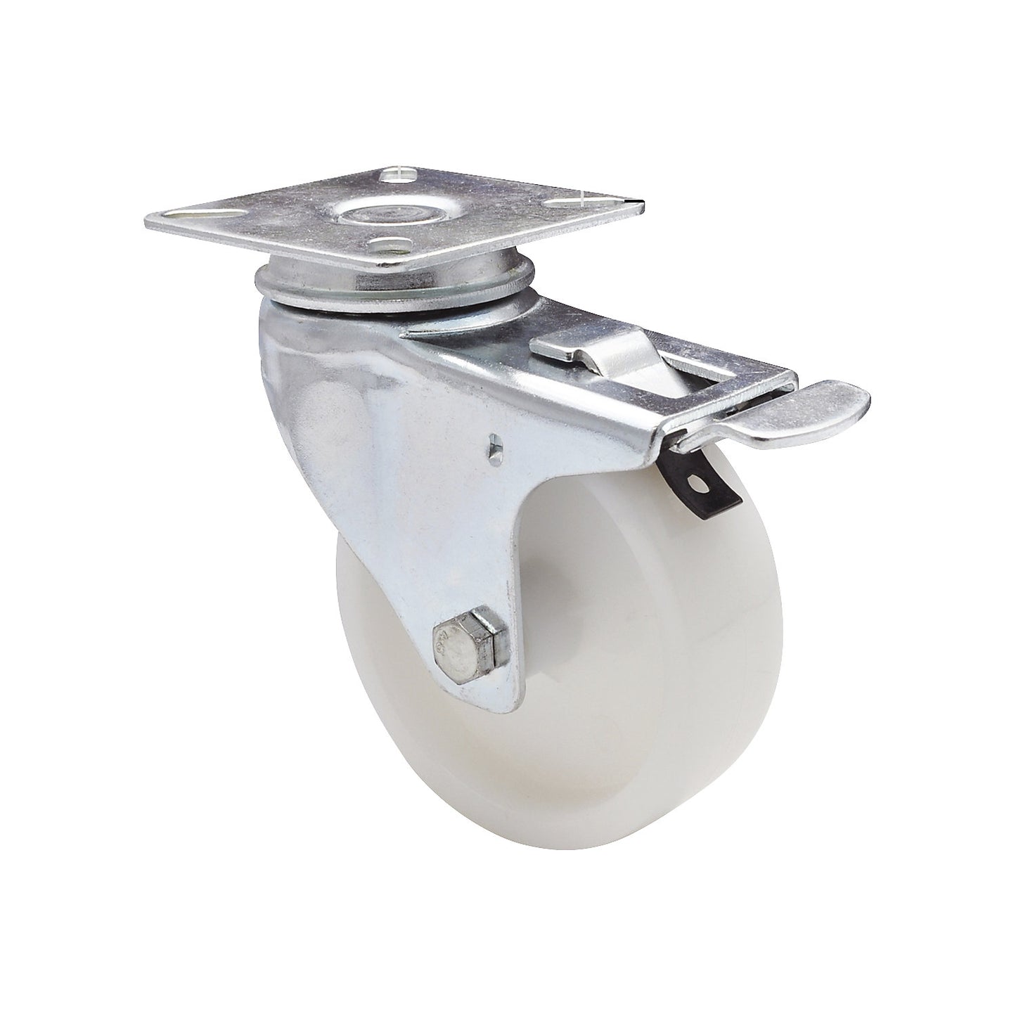 Light duty swivel castors, plastic, wheel Ø 75 mm, pack of 4, swivel castor with wheel stop.