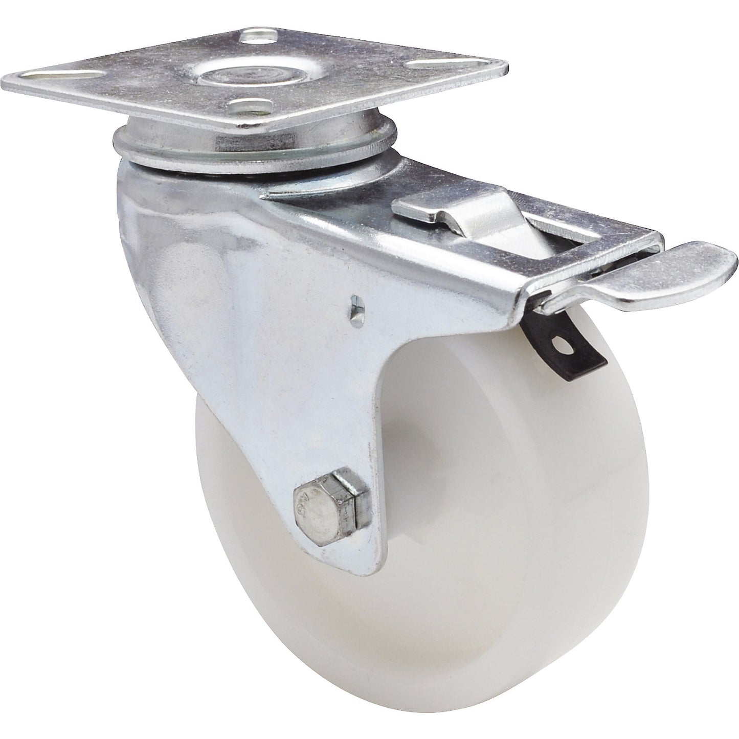 Light duty swivel castors, plastic, wheel Ø 75 mm, pack of 4, swivel castor with wheel stop.