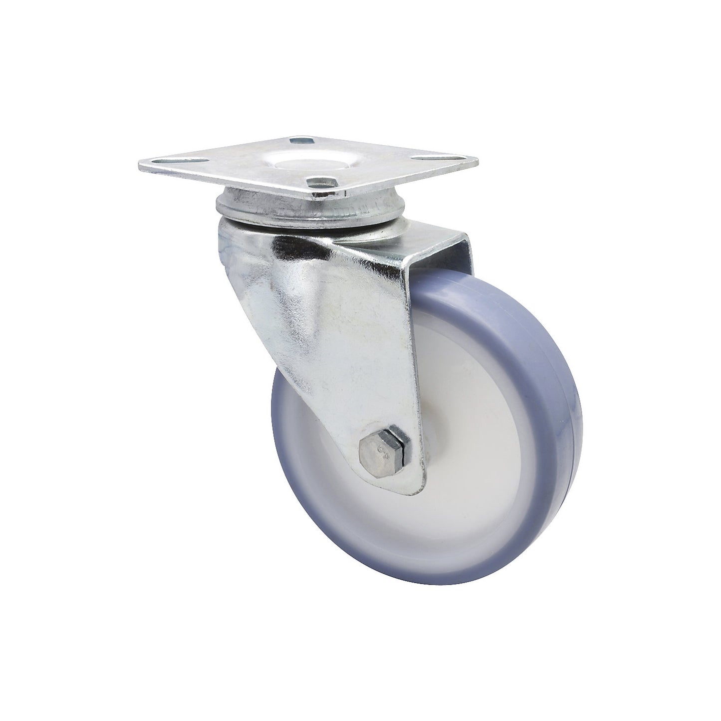 Light duty swivel castors, wheel Ø 75 mm, pack of 4, swivel castor, plate.