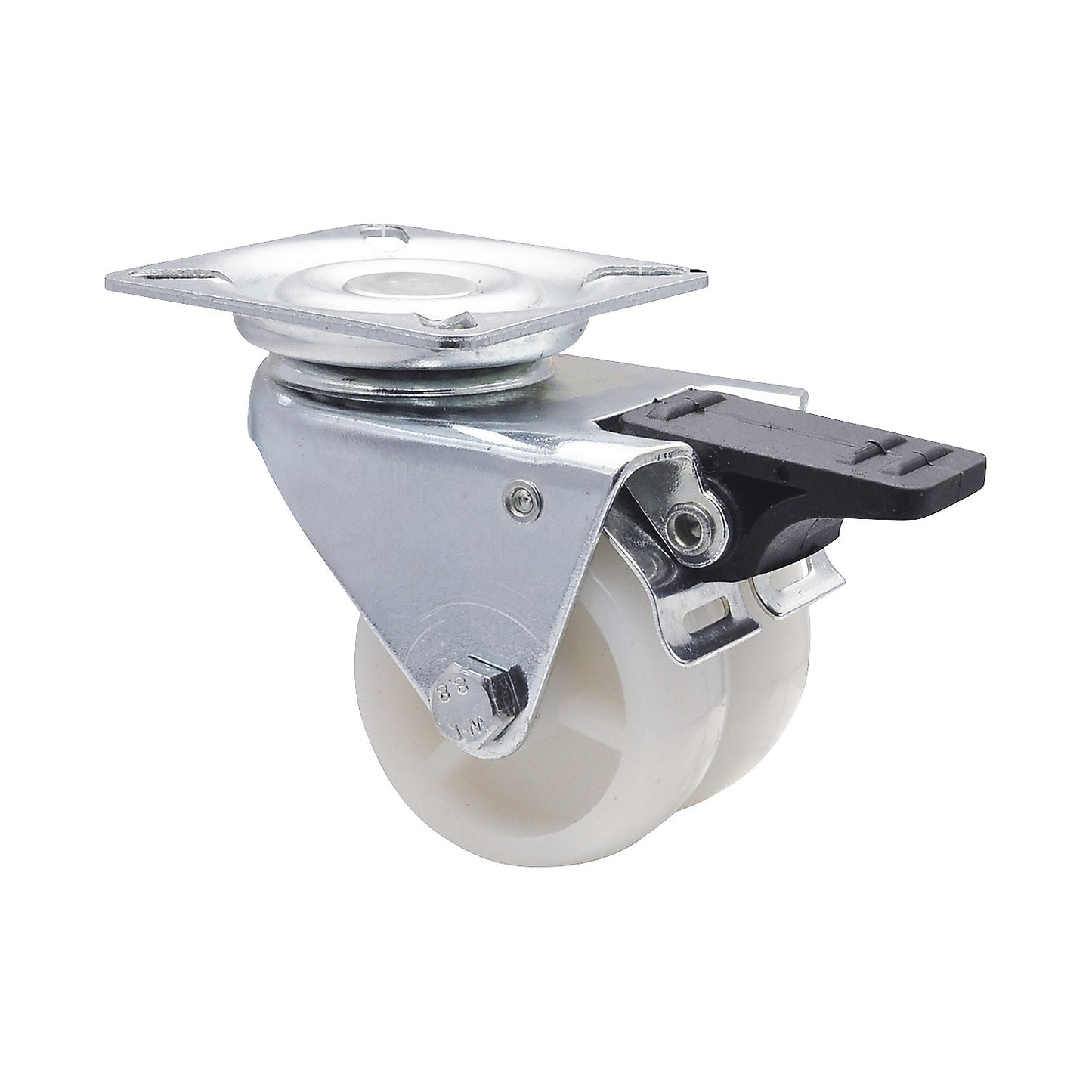 ECO light duty double swivel castors, wheel Ø 50 mm, pack of 4, swivel castor with wheel stop.
