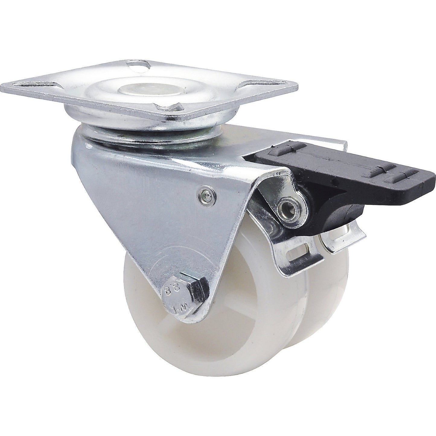 ECO light duty double swivel castors, wheel Ø 50 mm, pack of 4, swivel castor with wheel stop.