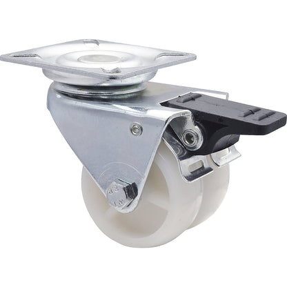ECO light duty double swivel castors, wheel Ø 50 mm, pack of 4, swivel castor with wheel stop.