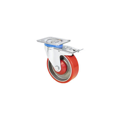 Heavy duty swivel castors for transport equipment, wheel Ø 125 mm, pack of 2, swivel castor with wheel stop.