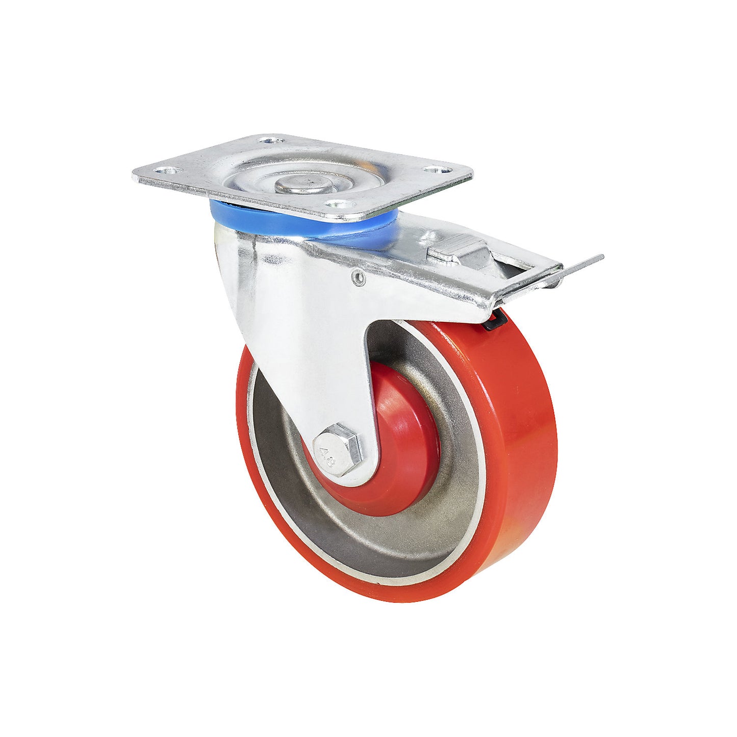 Heavy duty swivel castors for transport equipment, wheel Ø 125 mm, pack of 2, swivel castor with wheel stop.