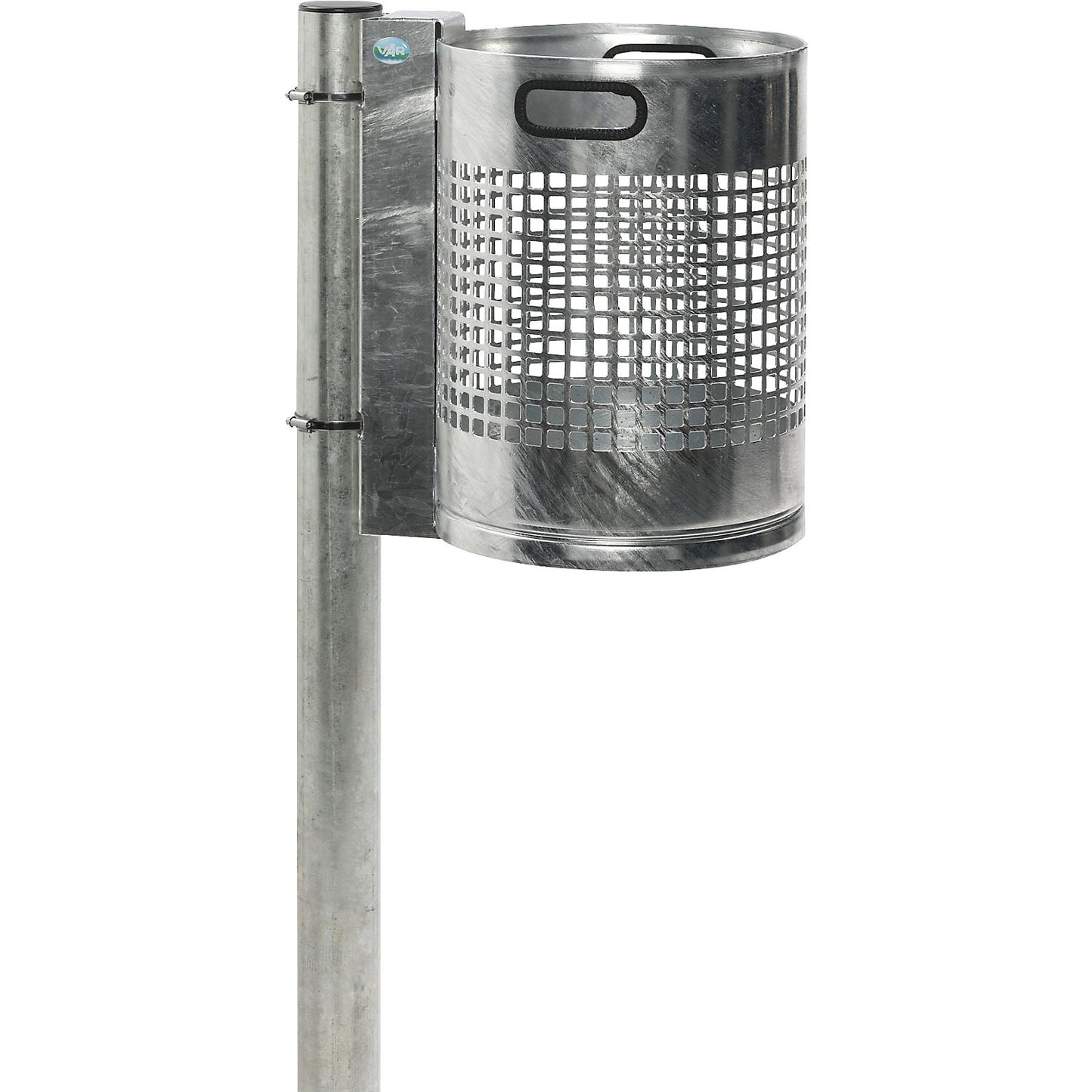 Outdoor waste collector with post, capacity 30 l, hot dip galvanised.