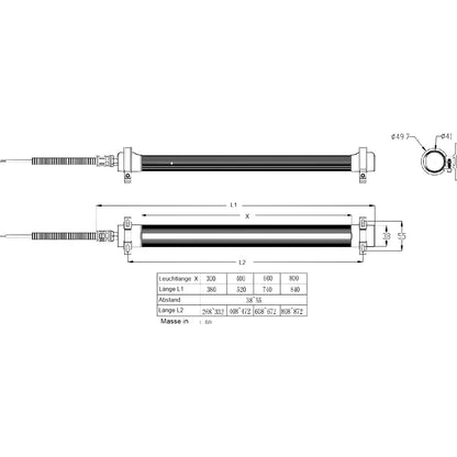 Workis 6.1 LED workstation/machine lamp, 24 V, 6000 K, IP67, 12 W.