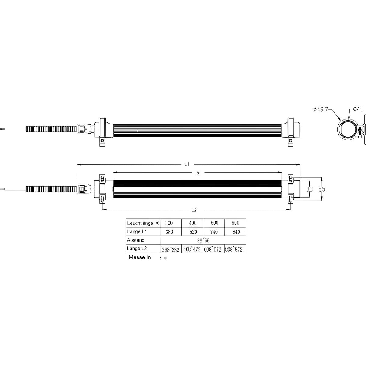 Workis 6.1 LED workstation/machine lamp, 230 V, 6000 K, IP67, 16 W.