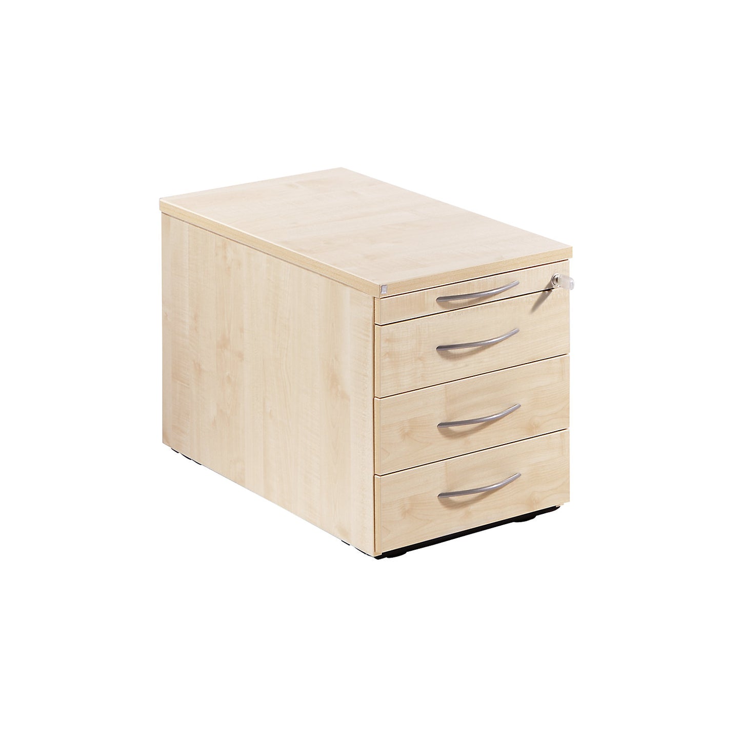 THEA - Mobile pedestal, utensil drawer, 3 drawers, maple finish.
