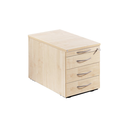 THEA - Mobile pedestal, utensil drawer, 3 drawers, maple finish.