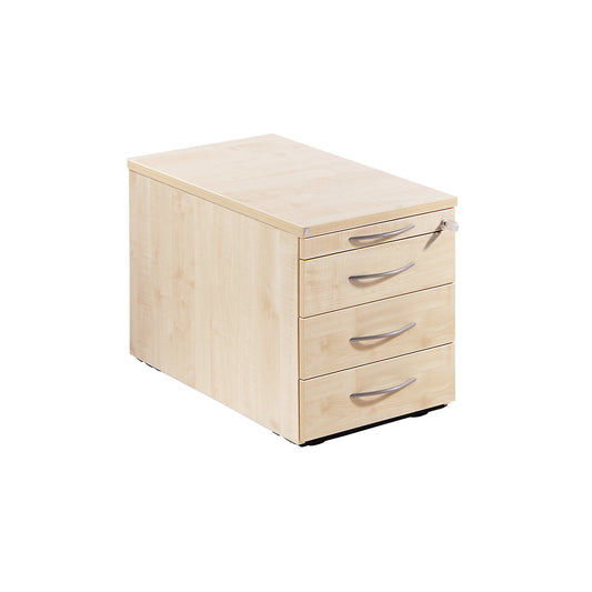 THEA - Mobile pedestal, utensil drawer, 3 drawers, maple finish.