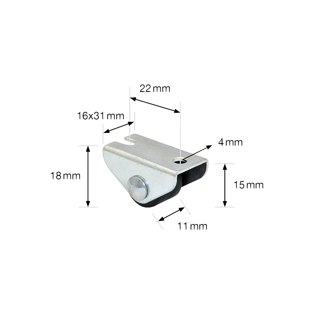 Fixed furniture castor, wheel width 11 mm, pack of 20, Ø 15 mm, max. load 20 kg.