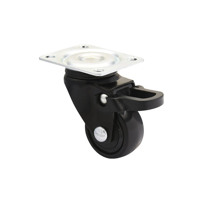 3C series furniture castor, wheel width 12 mm, black, pack of 10, Ø 25 mm, swivel castor with wheel stop.