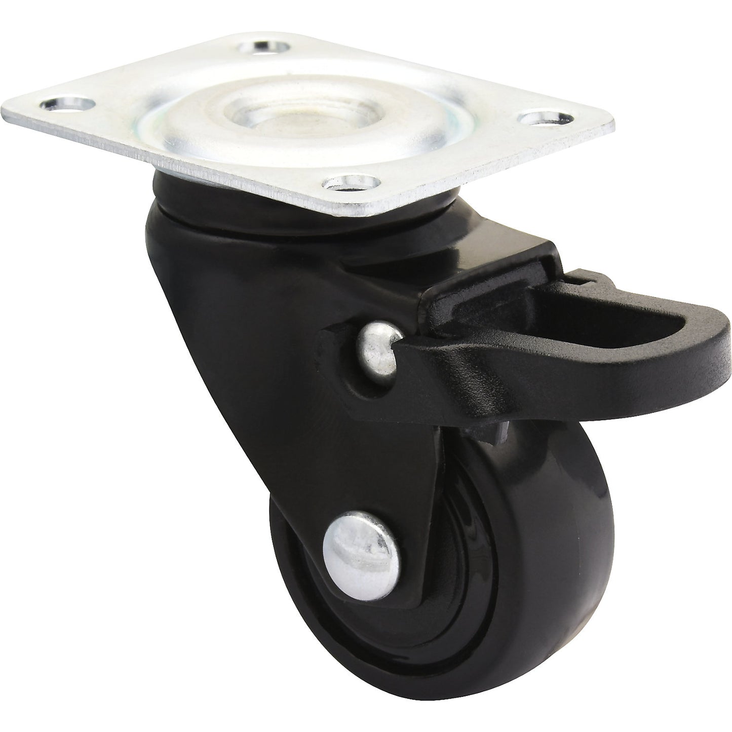 3C series furniture castor, wheel width 12 mm, black, pack of 10, Ø 25 mm, swivel castor with wheel stop.