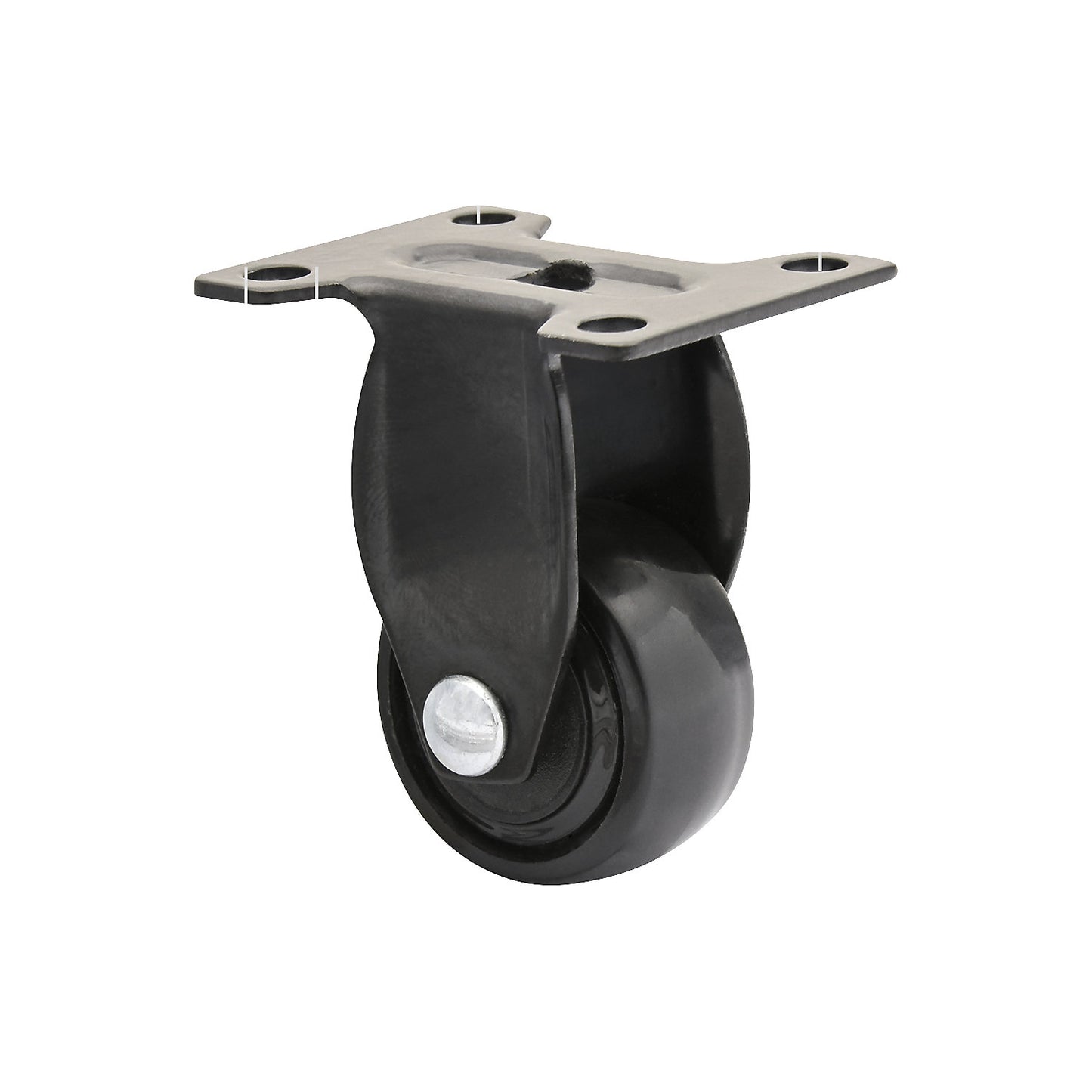 3C series furniture castor, wheel width 12 mm, black, pack of 10, Ø 25 mm, fixed castor.