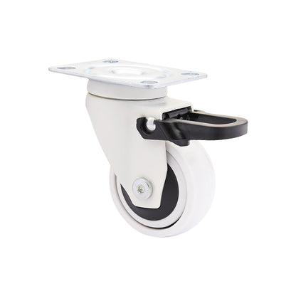 3C series swivel castor for furniture, wheel width 20 mm, pack of 4, Ø 50 mm, swivel castor with total wheel stop.