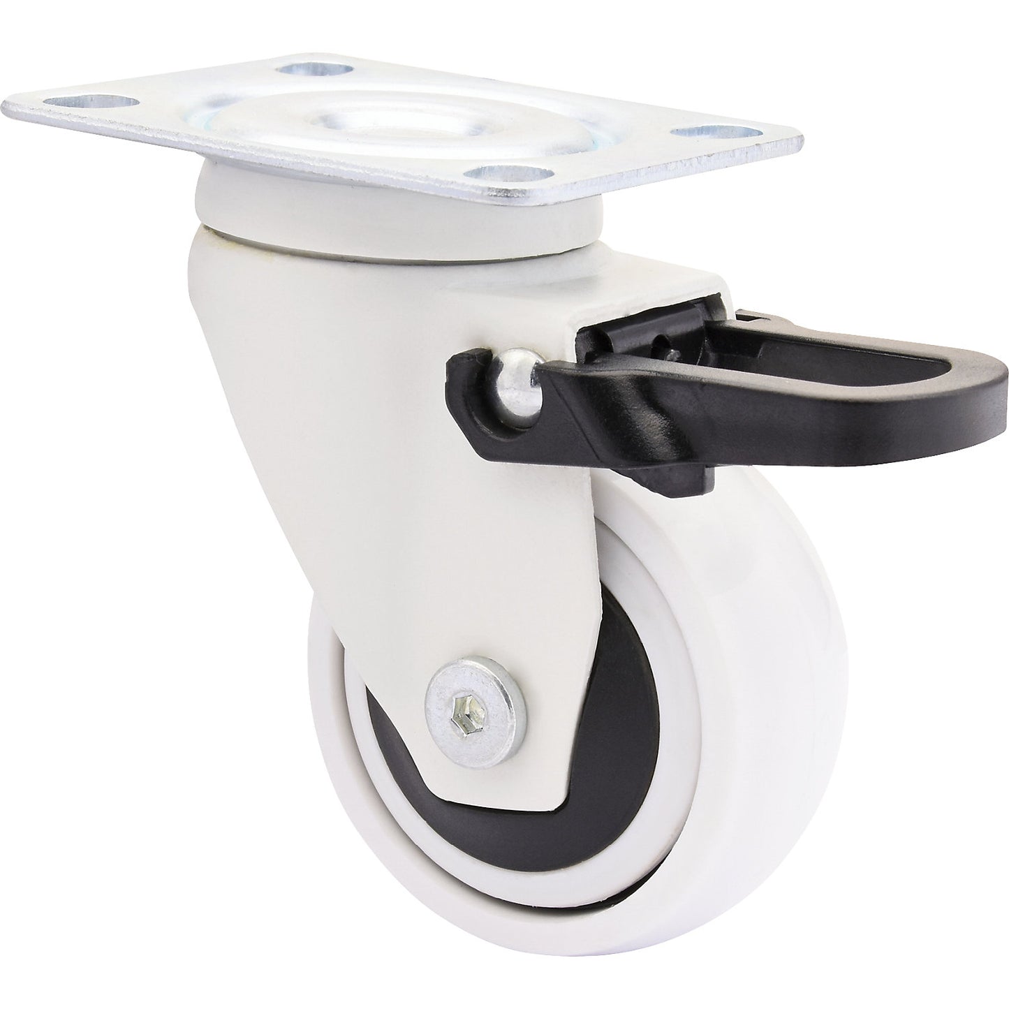 3C series swivel castor for furniture, wheel width 20 mm, pack of 4, Ø 50 mm, swivel castor with total wheel stop.