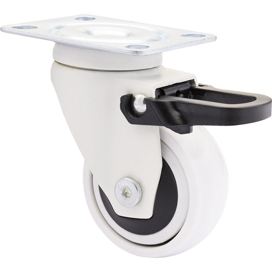 3C series swivel castor for furniture, wheel width 20 mm, pack of 4, Ø 50 mm, swivel castor with total wheel stop.