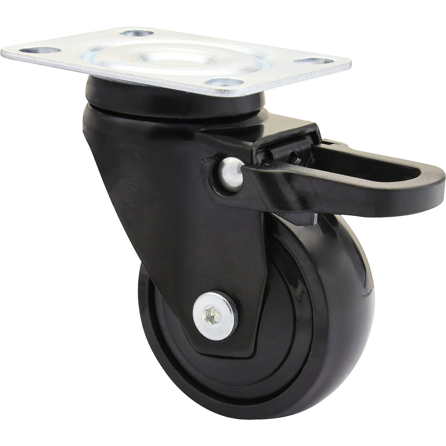 3C series furniture castor, wheel width 20 mm, pack of 4, Ø 50 mm, swivel castor with total wheel stop.