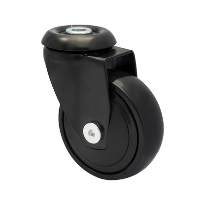 3C series swivel castor with back hole for furniture, wheel width 23 mm, pack of 4, Ø 75 mm, TPR.