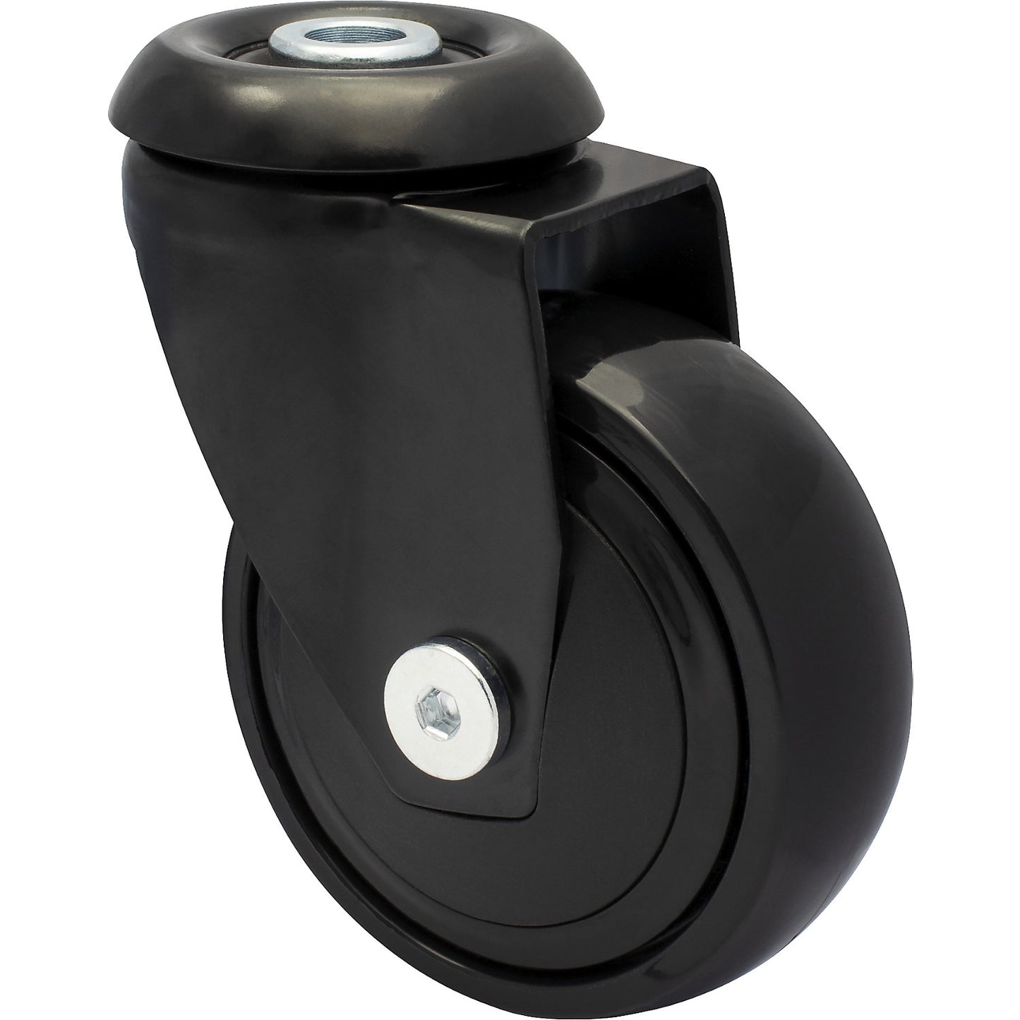 3C series swivel castor with back hole for furniture, wheel width 23 mm, pack of 4, Ø 75 mm, TPR.