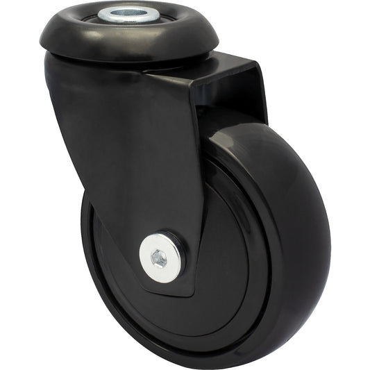 3C series swivel castor with back hole for furniture, wheel width 23 mm, pack of 4, Ø 75 mm, TPR.