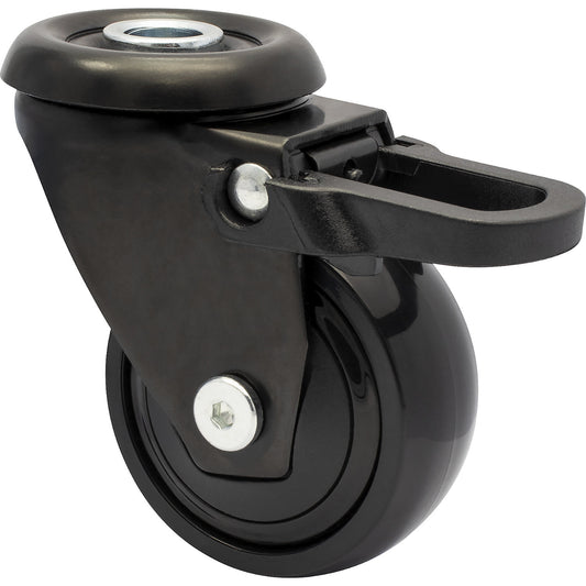 3C series swivel castor for furniture with total wheel stop, wheel width 20 mm, pack of 4, Ø 50 mm.