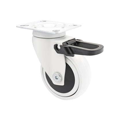 3C series swivel castor for furniture, wheel width 25 mm, pack of 4, Ø 75 mm, swivel castor with total wheel stop.