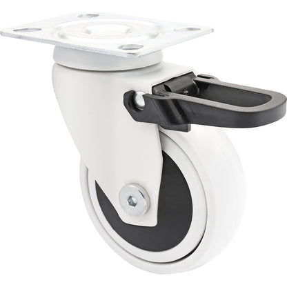 3C series swivel castor for furniture, wheel width 25 mm, pack of 4, Ø 75 mm, swivel castor with total wheel stop.