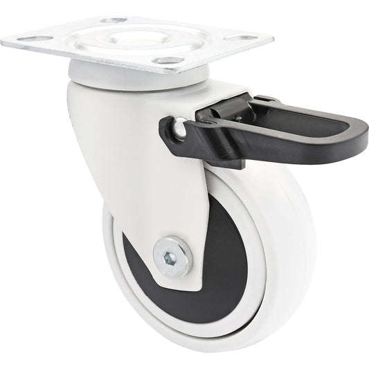 3C series swivel castor for furniture, wheel width 25 mm, pack of 4, Ø 75 mm, swivel castor with total wheel stop.