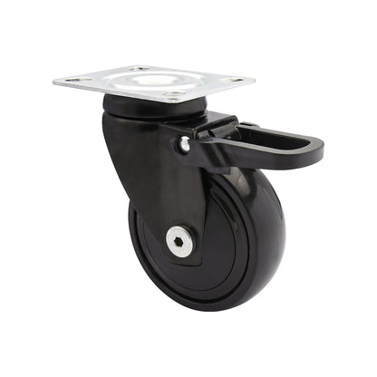 3C series furniture castor, wheel width 25 mm, pack of 4, Ø 75 mm, swivel castor with total wheel stop.
