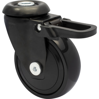 3C series furniture castor, wheel width 23 mm, pack of 4, Ø 75 mm, swivel castor with total wheel stop.