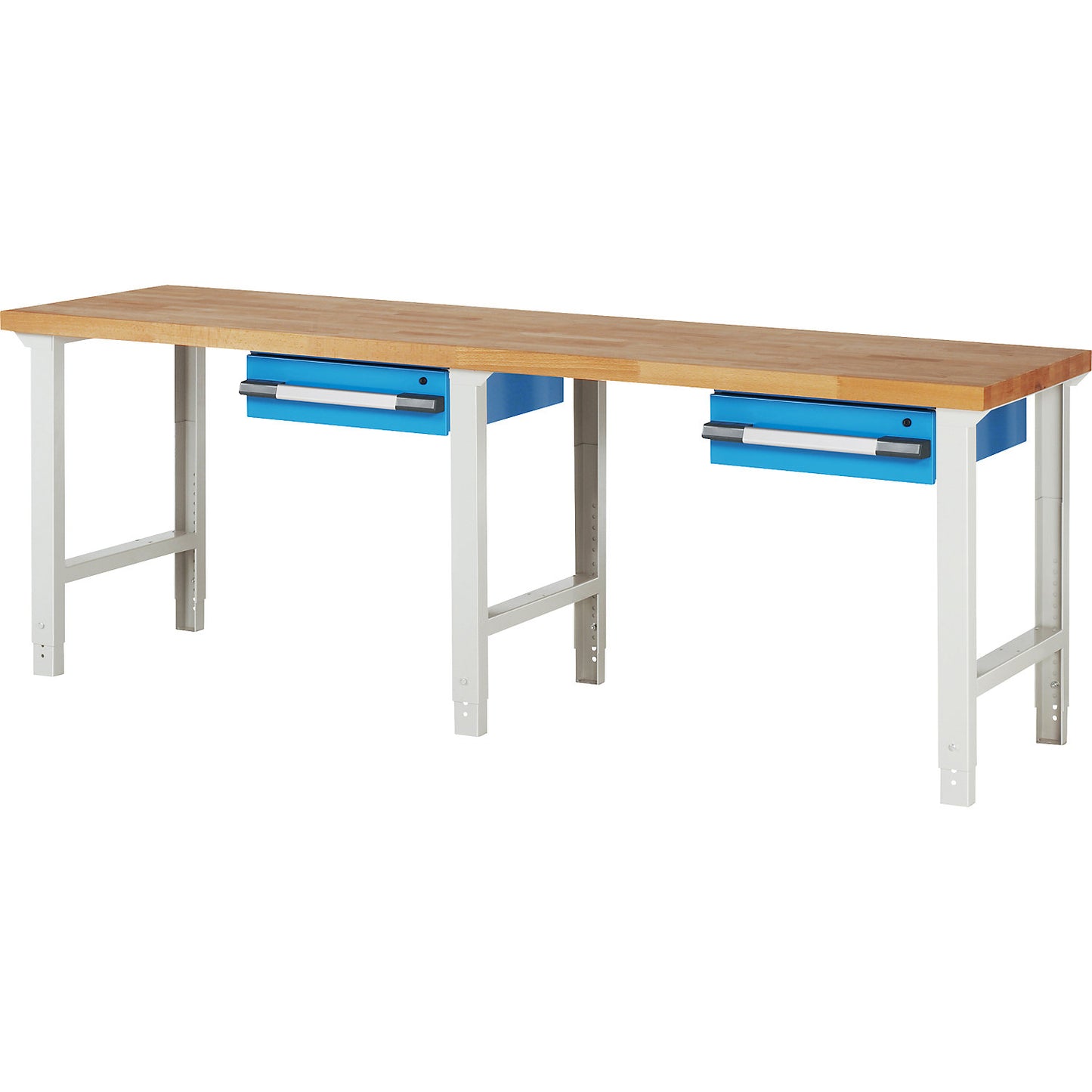 Workbench, Series 7000 modular system, 2 suspended drawers, WxD 2500 x 700 mm.