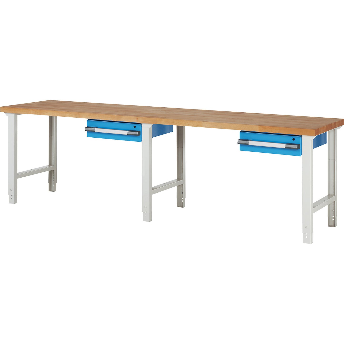 Workbench, Series 7000 modular system, 2 suspended drawers, WxD 3000 x 700 mm.