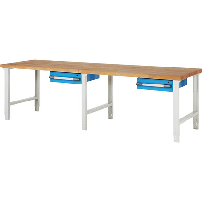 Workbench, Series 7000 modular system, 2 suspended drawers, WxD 3000 x 900 mm.