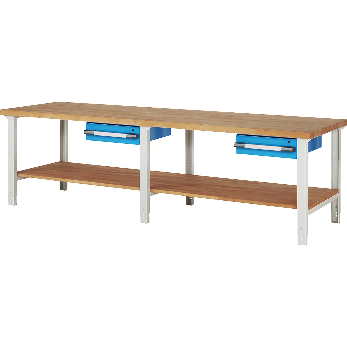 Workbench, Series 7000 modular system, 2 x 150 mm drawers, WxD 3000 x 900 mm.