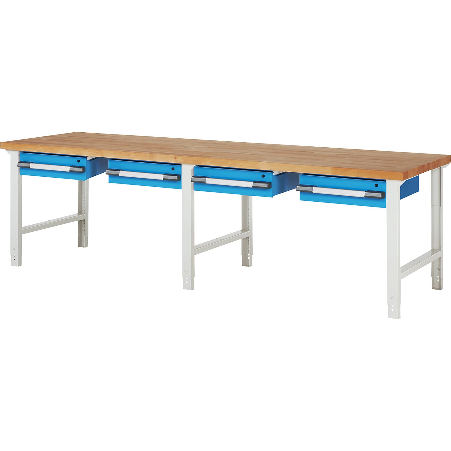 Workbench, Series 7000 modular system, 4 suspended drawers, WxD 3000 x 900 mm.