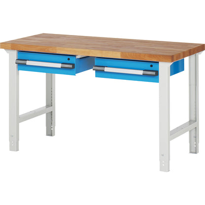 Workbench, Series 7000 modular system, 2 suspended drawers, WxD 1500 x 700 mm.