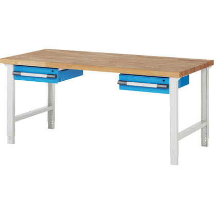 Workbench, Series 7000 modular system, 2 suspended drawers, WxD 2000 x 900 mm.