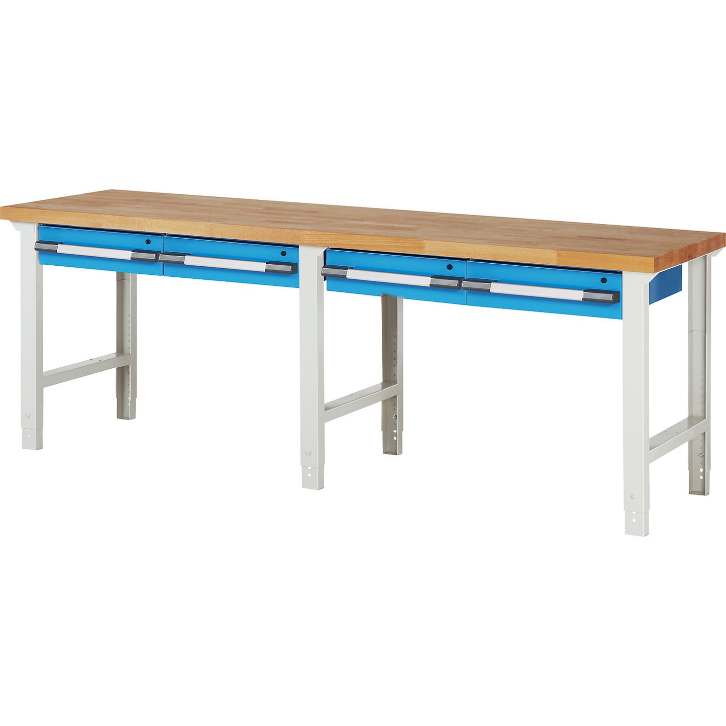 Workbench, Series 7000 modular system, 4 suspended drawers, WxD 2500 x 700 mm.