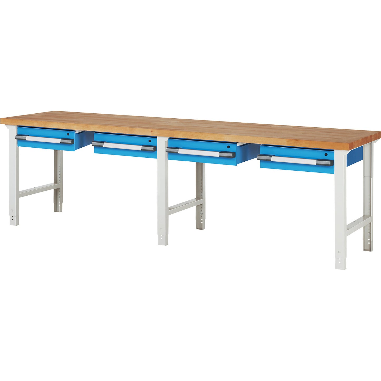 Workbench, Series 7000 modular system, 4 suspended drawers, WxD 3000 x 700 mm.