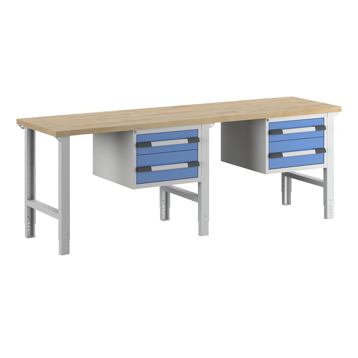Workbench, Series 7000 modular system, 4 drawers, extra wide, WxD 2500 x 700 mm.